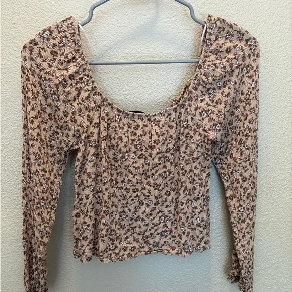 Fashion Nova Brown and Tan Tie Front Blouse - Picture 2 of 3